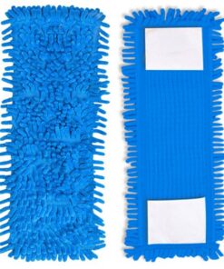 NICEWAT Blau Waschbar Chenille Wischbezug 4 Stück 42x12 cm für Laminat, Marmor, Fliesen, Holzböden