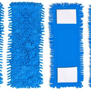 NICEWAT Blau Waschbar Chenille Wischbezug 4 Stück 42x12 cm für Laminat, Marmor, Fliesen, Holzböden