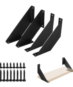 Schwarz Metall Regalwinkel 10cm 4 Stück Wandmontage, Schwerlast Regalhalterung 90 Grad, Solid Metal Shelving Angle for H