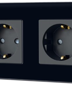 Schuko Steckdose EU-Standard 2 Fach Schwarz 16Amp 250V Wandmontage Kristallglas