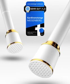 MEISENBERG Weiß Gardinenstange 87-120 cm, Teleskopstange – Ideal für Vorhänge & Gardinen – Ausziehbar & Klemmstange