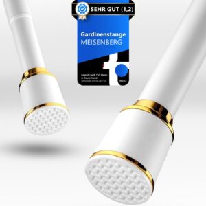 MEISENBERG Weiß Gardinenstange 87-120 cm, Teleskopstange – Ideal für Vorhänge & Gardinen – Ausziehbar & Klemmstange