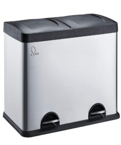 SVITA T2X24 Edelstahl Mülleimer 48 Liter Silber für Küche Mit Schubfächern und Treteimer Treffpunkt Silber