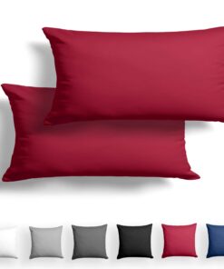 Mako Satin Kissenbezug Rot - Superweicher 100% Baumwolle Kopfhöhe Kissenbezug 40x80 cm, Oeko-TEX Standard Zertifiziert