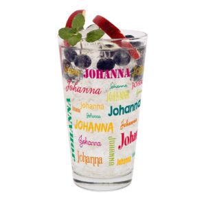 Herz & Heim® Personalisiertes Trinkglas Bunt - Verschiedene Schriftarten & Farben für Party und Geschenke