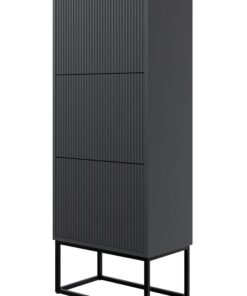 Selsey 50 cm 3 Klappen Schuhregal für 12 Paar Schuhe, Veldio Schwarz mit Schwarzen Beinen Veldio
