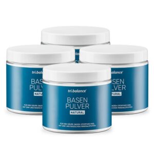 tri.balance Basenpulver Natural 300 g - 4er Pack | inkl. E-Book Entsäuerungskur | Calium Calcium Zink | vegan | Säure-Ba