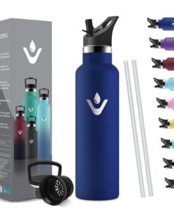 HoneyHolly Edelstahl Trinkflasche 750ml BPA-frei Thermosflasche auslaufsicher mit Strohhalm Kohlensäuregeeignet