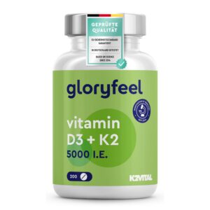 K2VITAL® Vitamin D3 K2 5000 IE - Premium Dosierung, 2+ Jahre, Hochdosiert, Laborgeprüft