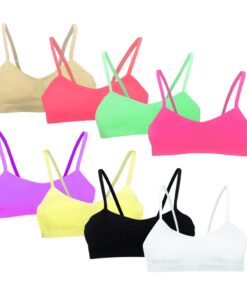 MRCC 6/8er Pack Mädchen Bustier Trainings-BH Nahtloser Sport-BH für Jogging ohne Polsterung mit Spaghettiträger