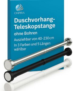 Onpira® Teleskop-Duschvorhangstange – ohne Bohren, ausziehbar 40–240 cm