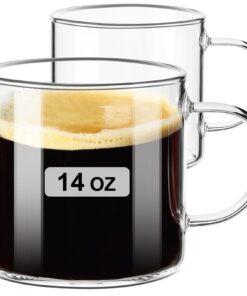 ParaCity Klare Teegläser für Heiß- und Kaltgetränke, große Teegläser mit Henkel, Cappuccino und Latte Macchiato Gläser,