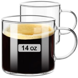 ParaCity Klare Teegläser für Heiß- und Kaltgetränke, große Teegläser mit Henkel, Cappuccino und Latte Macchiato Gläser,