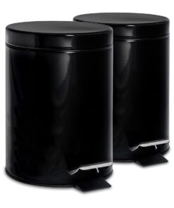 Harbour Housewares Edelstahl Treteimer 3L Schwarz - Schlank mit Deckel für Küche Badezimmer