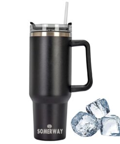 Somerway 1182ml 40oz Doppelwandiger Edelstahl Vakuum Isolierbecher für Heißer und Kalter Getränke mit Griff und Stroh