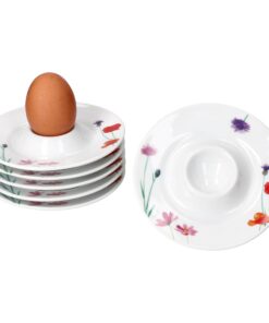 MamboCat Marie Eierbecher 6er Set | Porzellan Ø 13,2 cm mit Blumenwiese-Dekor | Für Frühstück, Brunch & 6 Personen