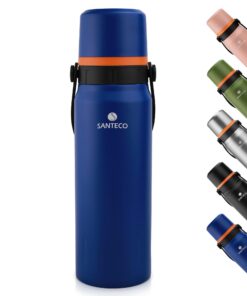 SANTECO Auslaufsichere Thermoskanne Edelstahl 1,2L - Kaffee & Tee für Schule & Sport - 24H Kalt & 12H Heiß - BPA-frei Tr