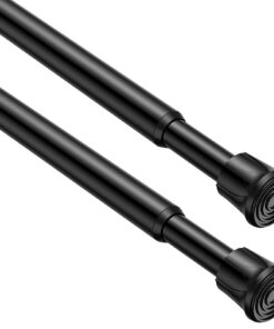 Zipglo Schwarz Ausziehbare Gardinenstange Für Fenster und Badezimmer, 40-70cm Länge, Bohrenfrei, Carbonfree Certified