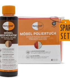 Renuwell Möbel-Regenerator (500 ml) + Poliertuch Spar-Set - Ideal für die Pflege deiner Holzmöbel unter dem Gesichtspunk