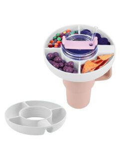 Stanley Cup 40oz Snackschale Silikon Wiederverwendbar 4 Fächer Snack-Tablett für Auto Kino Süßigkeiten Popcorn Weiß