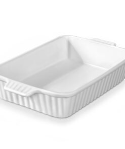 MALACASA Serie Bake.Bake groß 37.5 cm Keramik Auflaufform für 4-6 Pers. Lasagne & Tiramisu - Weiß