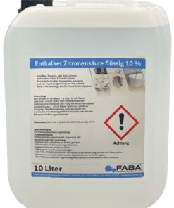 FABA Entkalker Universal 10 L - Vielseitiger Gerätereiniger für Kaffeevollautomaten mit 10% Zitronensäure