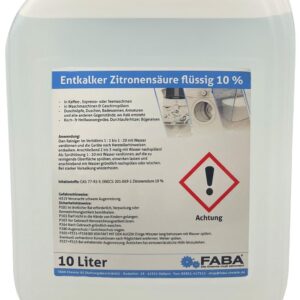 FABA Entkalker Universal 10 L - Vielseitiger Gerätereiniger für Kaffeevollautomaten mit 10% Zitronensäure