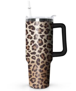 Ceovfoi Reisebecher mit Griff und Leopardenmuster, ideal für Frauen, 1,2 l Wasserflasche, perfekte Dekoration und Gesche