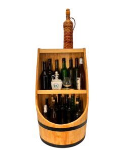 Weeco Heller Eichenfarb Fassbar Stilvolle Hausbar - Vintage Deko Bar Möbel für Wein Whisky Bier Gin Regal (80x43cm)
