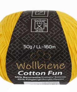 **Wollbiene Cotton Fun Strickwolle 55% Baumwolle - Perfekt für Amigurumi-Projekte, Vielfältige Farboptionen, 50g Paket