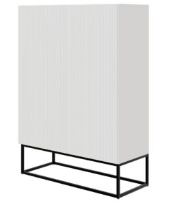 Selsey Kommode Schrank - Weiß, 90 cm, 2 Türen, 3 Fächer, Schwarze Beine, Modisch Aufbewahrungsschrank
