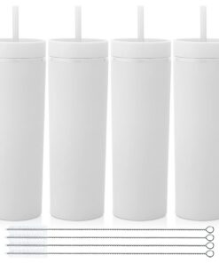 Volhoply 600ml Double Walled Travel Becher mit Deckel und Strohhalm,Viererpackung,Eiskaffee-Geschenk für Traveller und S