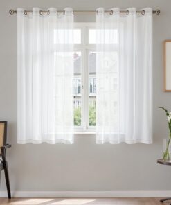 TOPICK Gardinen mit Ösen Vorhänge - modern für Wohnzimmer und Schlafzimmer - 145x140 cm 2er Set - Weiß