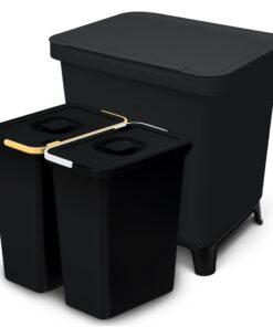 YourCasa Küche Mülltrennsystem 20L Schwarz - herausnehmbare Eimern, Abfall separation