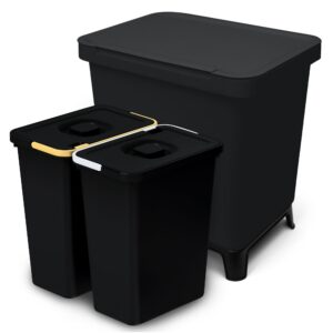 YourCasa Küche Mülltrennsystem 20L Schwarz - herausnehmbare Eimern, Abfall separation