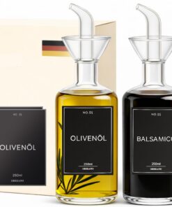 Ölflasche aus Glas 250ml - Tropffrei & auslaufsicher – Für Essig und Öl – Ölspender Glas 2er Set