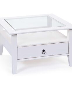 Inter Link - Couchtisch mit Glasplatte - Massivholz - Wohnzimmertisch für die ganze Familie - Provence-Stil - 115 x 60 x