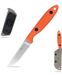 DC53 Stahl Messer mit Feststehender Klinge & G10 Griff für Männer - EDC für Outdoor & Jagd (weiß & orange G10 Griff)