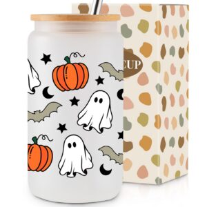 Yamobi Halloween Deko Trinkgläser - 16 Oz EIS - Kürbis und Gespenst Motive - ideal für Halloween-Party und Herbst