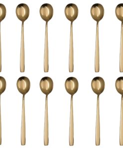 HöHscheid Edelstahl Suppenlöffel Set 12 Stück 16cm Gold Spiegelgließung Restaurant Use Outdoor