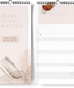 Wandkalender 2025 I 3 Spalten Partnerkalender I Kalender für Zwei zum Aufhängen I GROß I 22 x 43 cm I Extraseiten für di