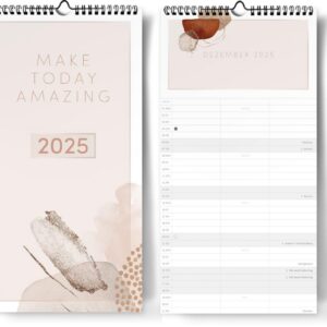 Wandkalender 2025 I 3 Spalten Partnerkalender I Kalender für Zwei zum Aufhängen I GROß I 22 x 43 cm I Extraseiten für di