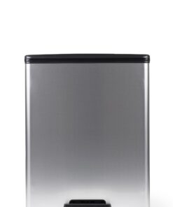 Curver Deco Bin Slim 52 l für Küche Silber Schwarz 2 Städe 486 x 615 x 284 mm