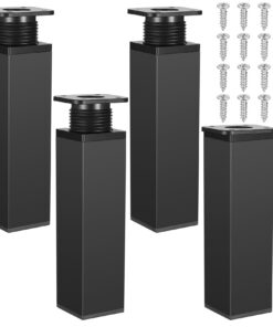 Höhenverstellbare 4 STK Möbelfüße Eckig, Tischfuß für DIY-Schrankbeine und Tischbeine (15cm Schwarz) | 4 STK Schrankfüs