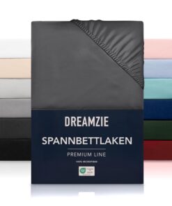 Dreamzie Spannbetttlaken - Hoher Steg - Schadstoffgeprüft - 100% Mikrofaser - Dunkelgrau - 180x200 cm - Oeko TEX