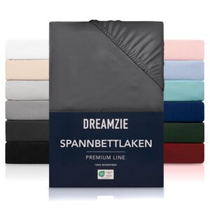 Dreamzie Spannbetttlaken - Hoher Steg - Schadstoffgeprüft - 100% Mikrofaser - Dunkelgrau - 180x200 cm - Oeko TEX