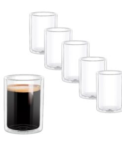 Wilmax Thermogläser 200 ml 6er-Set Doppelwandige Teegläser & Kaffeegläser für Heiß- und Kaltgetränke Spülmaschinenfest