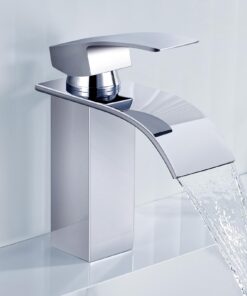 ANYCEE Wasserfall Wasserhahn Bad mit Auslauf für Badezimmer, Edelstahl Waschtis Charmatur Chrom, Warm und Kalt Wassermis