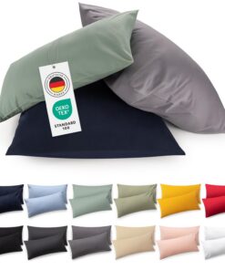Blumtal Dunkelblau 100% Baumwoll-Jersey Kissenbezug 40x80 cm - Oeko-Tex Zertifiziert