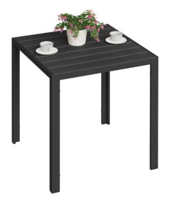 WOLTU Outdoor-Tisch Eckig Schwarz für 4-6 Personen | WOLTU Aluminium WPC-Gartentisch für Balkon Terrasse Schwarz 70x74x